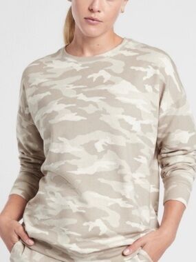 Athleta Studio To Street Camo Sweatshirt In Oatmeal Heather Sz L